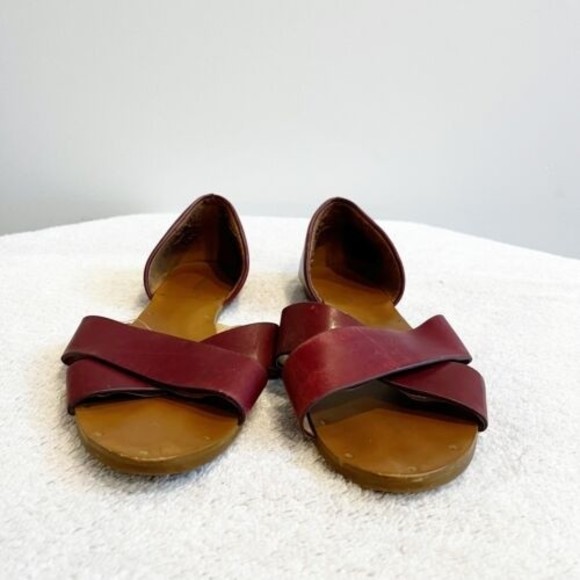 Madewell Red Leather The Thea Crisscross Flat Sandals Women’s 9 Shoes *Read - Picture 5 of 12